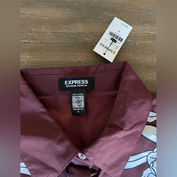 Express Boyfriend Portofino Flower Shirt NWT M - Picture 4 of 5